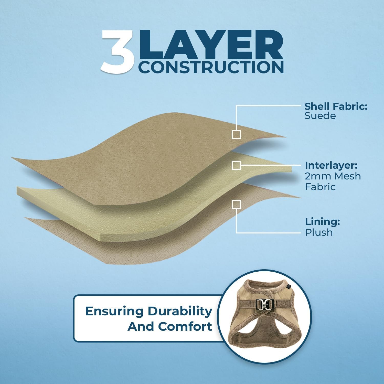 Voyager Step-In Plush Dog Harness – Soft Plush, Step In Vest Harness for Small and Medium Dogs by Best Pet Supplies - Harness (Latte Suede), S (Chest: 14.5 - 16") - Image 4