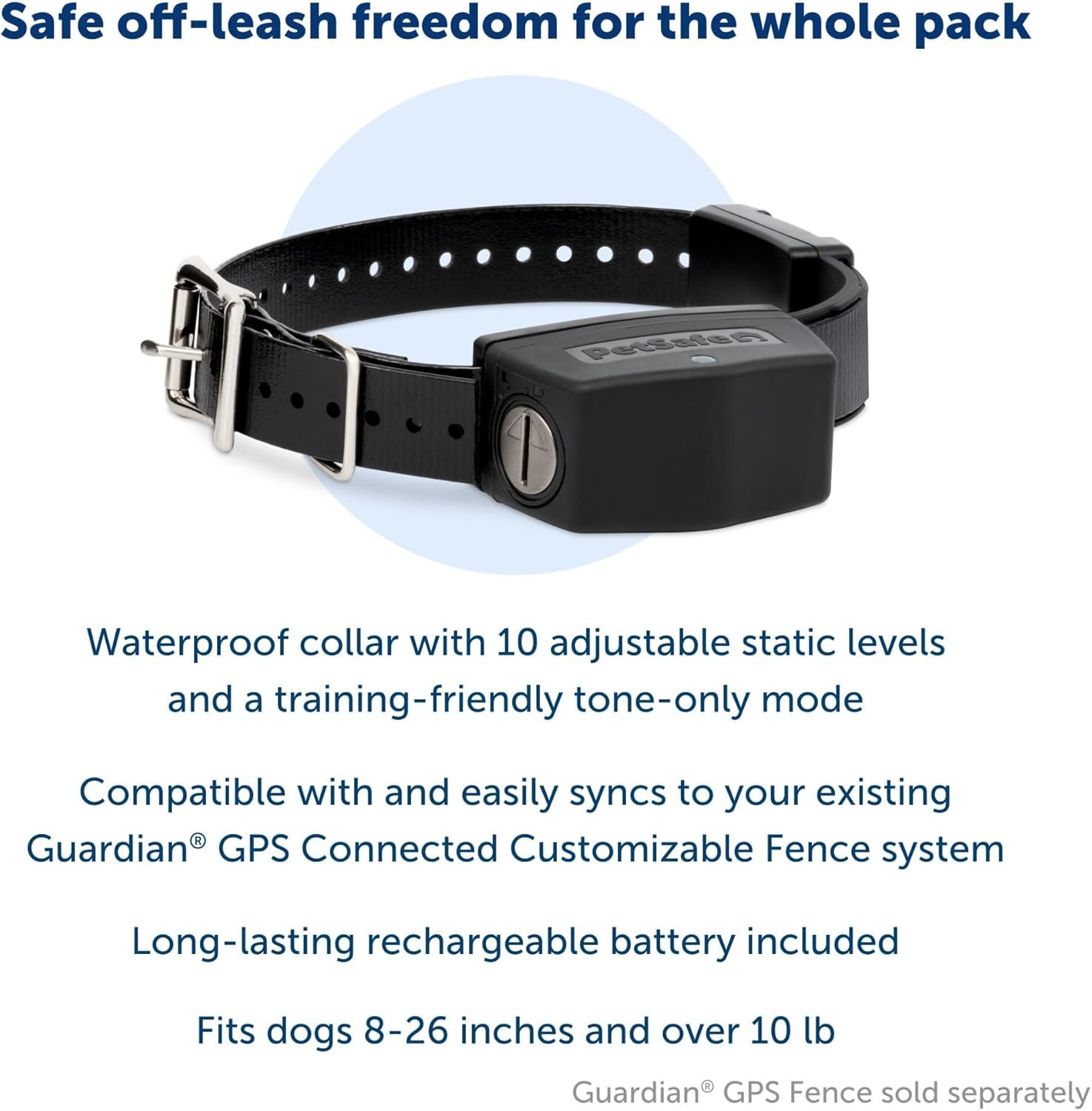 PetSafe Guardian GPS Connected Customizable Fence Add-A-Dog Collar - Rechargeable & Waterproof Adjustable Receiver Collar for GPS Fence - for Dogs 5lb+ - Image 3