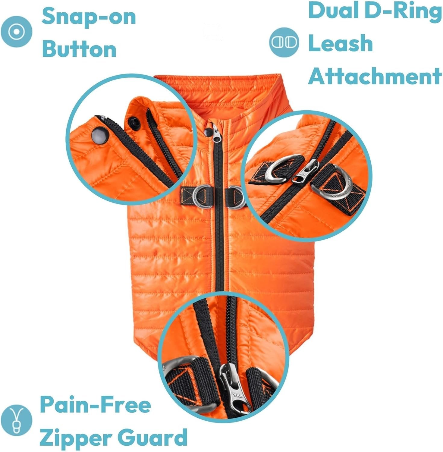 Gooby Puffer Vest Dog Jacket - Purple, Large - Ultra Thin Zip Up Wind Breaker with Dual D Ring Leash - Water Resistant Small Dog Sweater Coat - Dog Clothes for Small Dogs Boy or Medium Dogs, (20.75") - Image 3