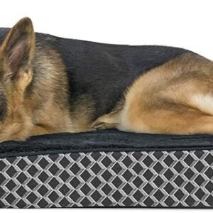 Furhaven Orthopedic Dog Bed for Large Dogs w/ Removable Bolsters & Washable Cover, For Dogs Up to 95 lbs - Plush & Woven Decor Comfy Couch Sofa - Diamond Gray, Jumbo/XL