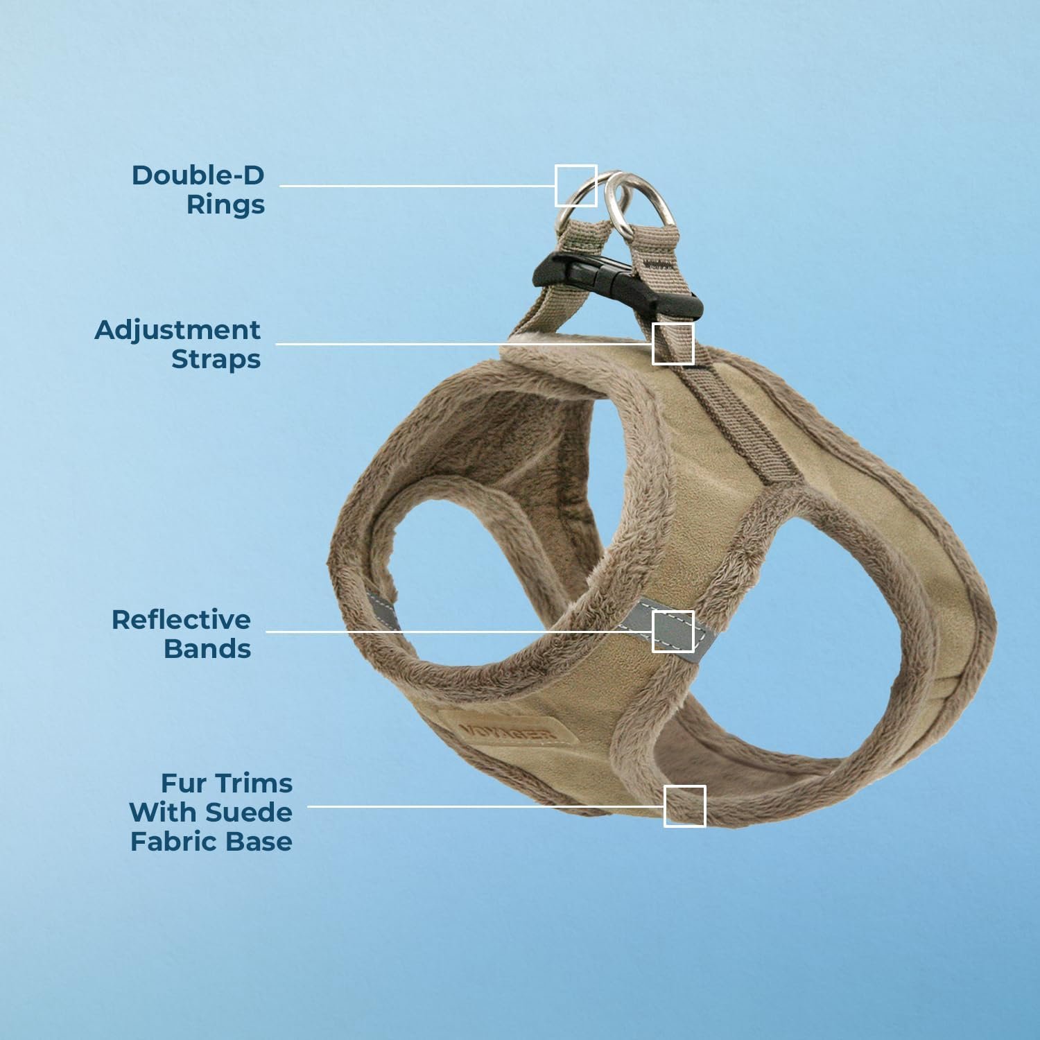 Voyager Step-In Plush Dog Harness – Soft Plush, Step In Vest Harness for Small and Medium Dogs by Best Pet Supplies - Harness (Latte Suede), S (Chest: 14.5 - 16") - Image 3