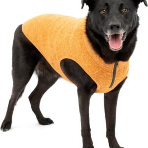Kurgo Core Dog Sweater, Knit Dog Sweater with Fleece Lining, Cold Weather Pet Jacket, Zipper Opening for Harness, Adjustable Neck, Year-Round Sweater for Large Dogs (Orange, Large)
