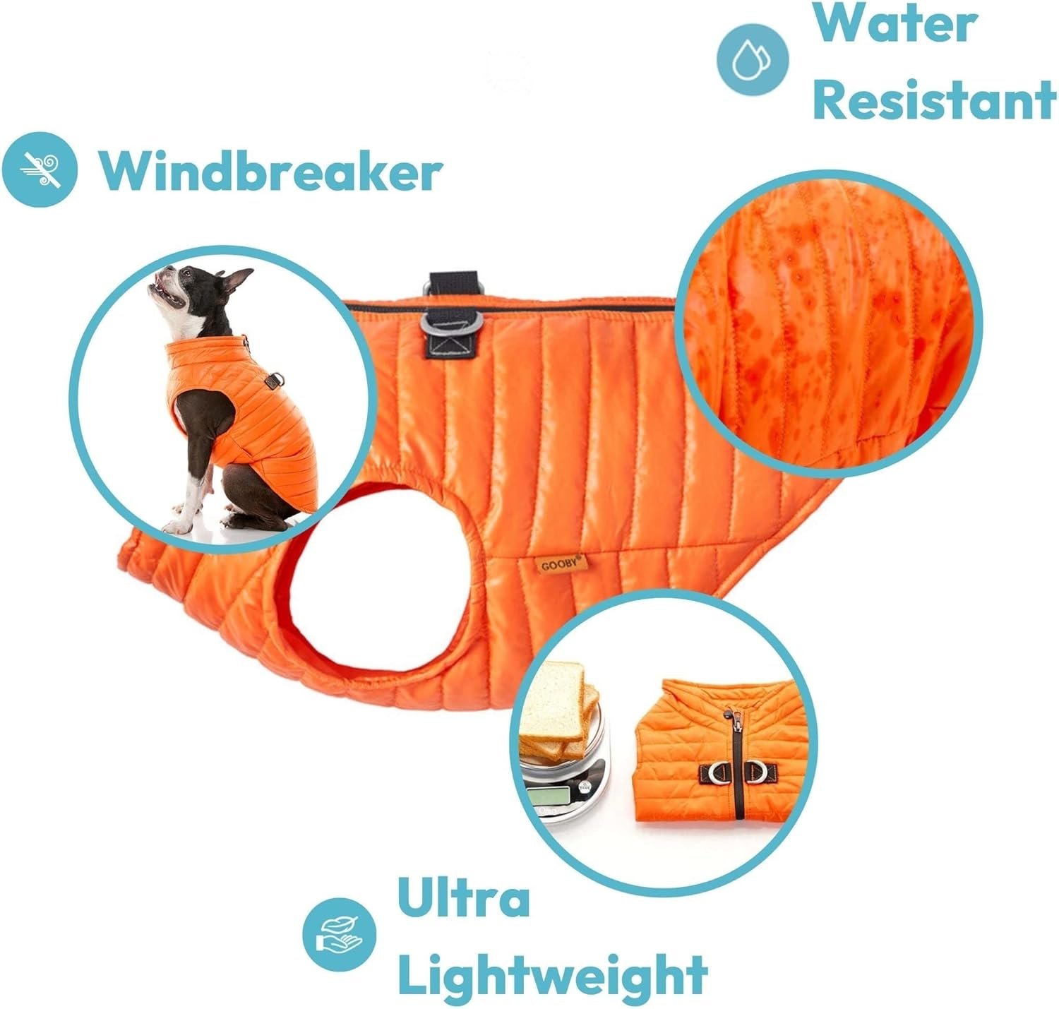 Gooby Puffer Vest Dog Jacket - Purple, Large - Ultra Thin Zip Up Wind Breaker with Dual D Ring Leash - Water Resistant Small Dog Sweater Coat - Dog Clothes for Small Dogs Boy or Medium Dogs, (20.75") - Image 2