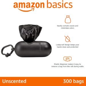 Alternative view of Amazon Basics Dog Poop Bags with Dispenser, 300 Count, Enhanced for Guaranteed Leakproof, Unscented, Includes Leash Clip