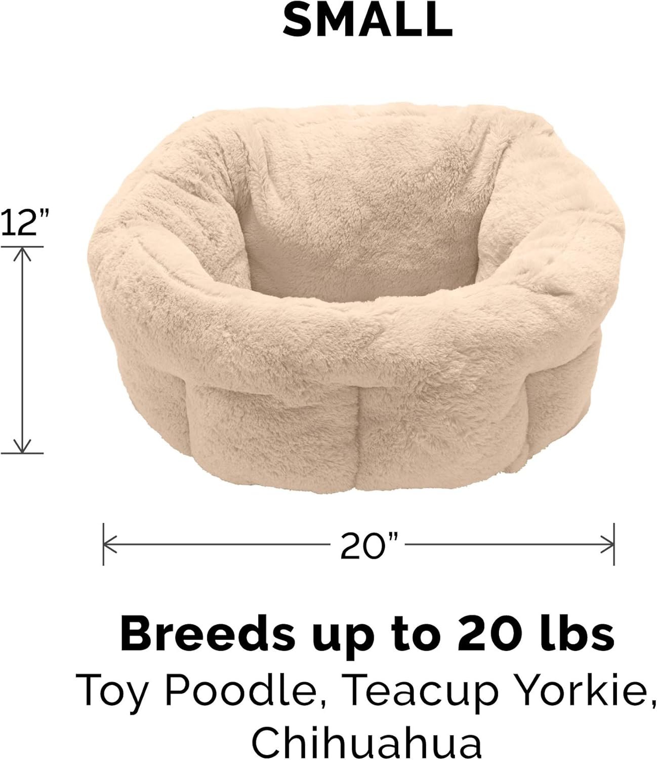 Furhaven 20" Round Self-Warming Pet Bed for Indoor Cats & Small Dogs, 100% Washable, For Pets Up to 20 lbs - Hi Lo Plush Luxe Faux Fur Cuddler - Cream, Small - Image 2