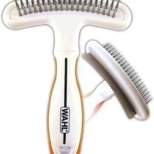 Wahl 2-in-1 Combination Double Row Pet Rake with Hair Shedding Blade for Dog or Cat Fur by The Brand Used by Professionals – Model 858424