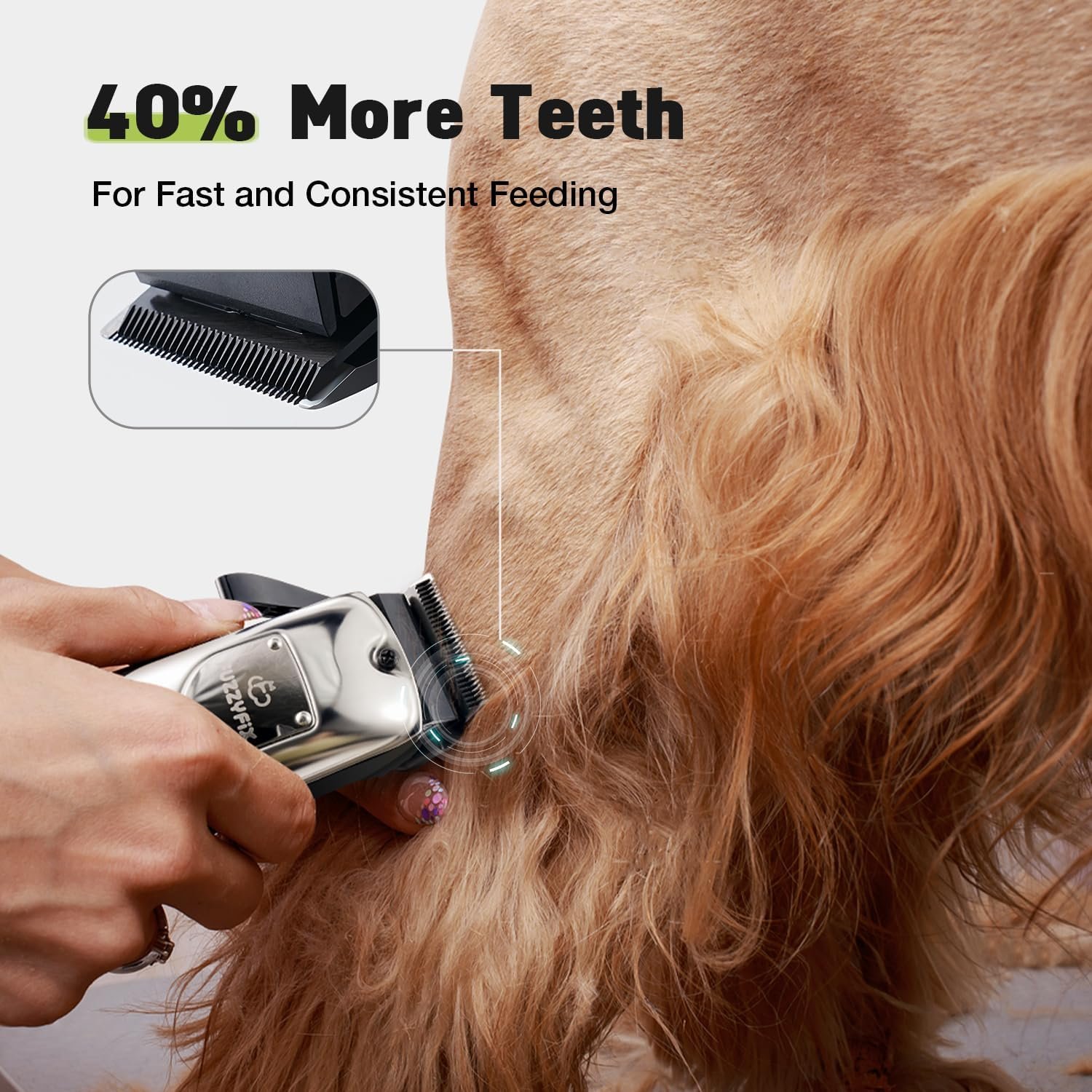 Dog Grooming Kit, Dog Clippers for Grooming for Thick Heavy Coats, Professional Pet Paw Trimmer Nail Grinder Low Noise Rechargeable Stainless Steel Hair Trimmer for Dogs Cats Animals - Image 3