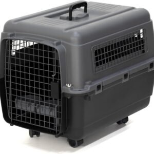 SportPet Designs Plastic Airline Approved Kennels Wire Door Travel Dog Crate, Medium