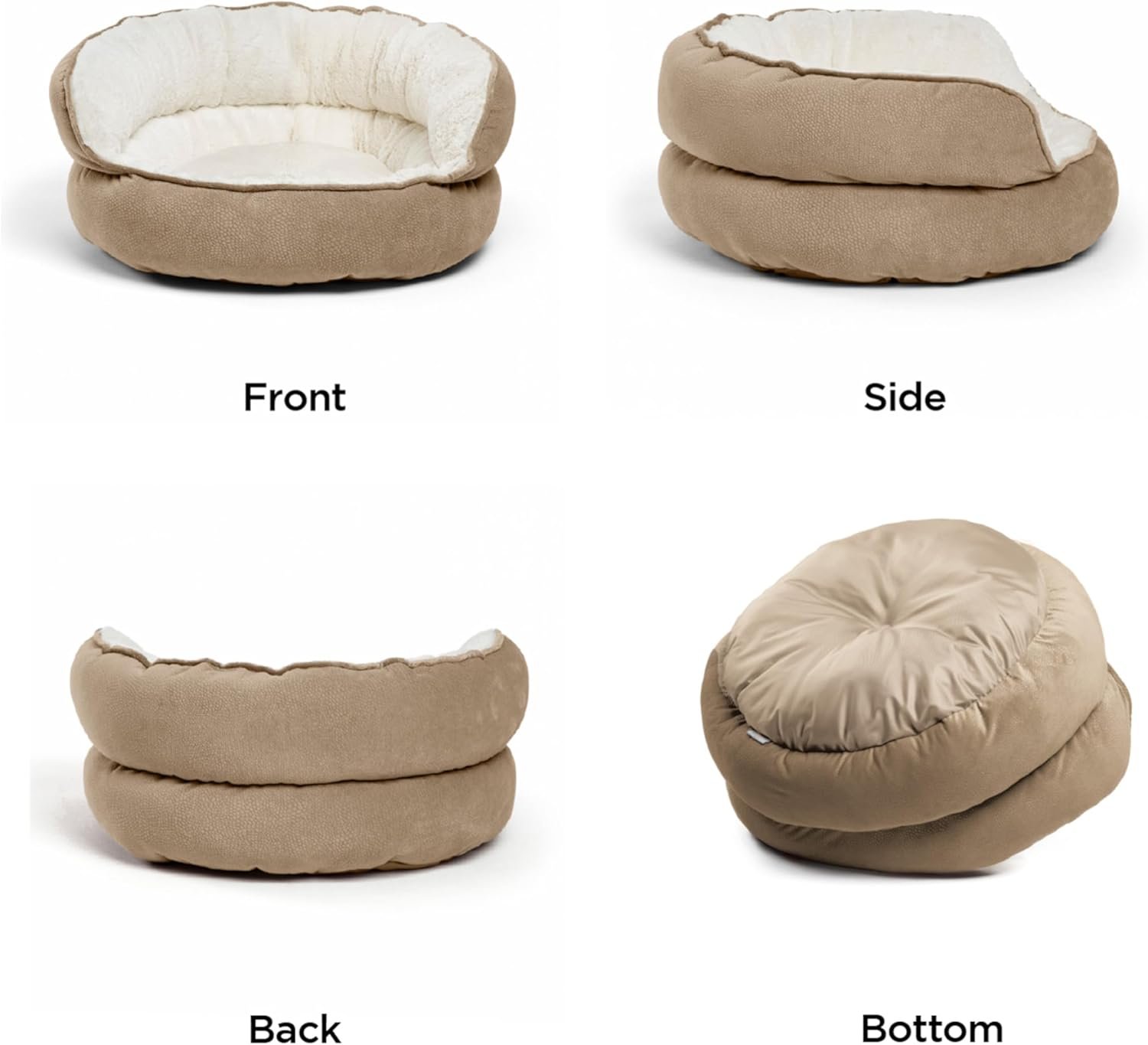 Best Friends by Sheri Pet Throne High Bolster Orthopedic Relief Cat and Dog Bed, Wheat, Mini - Image 3