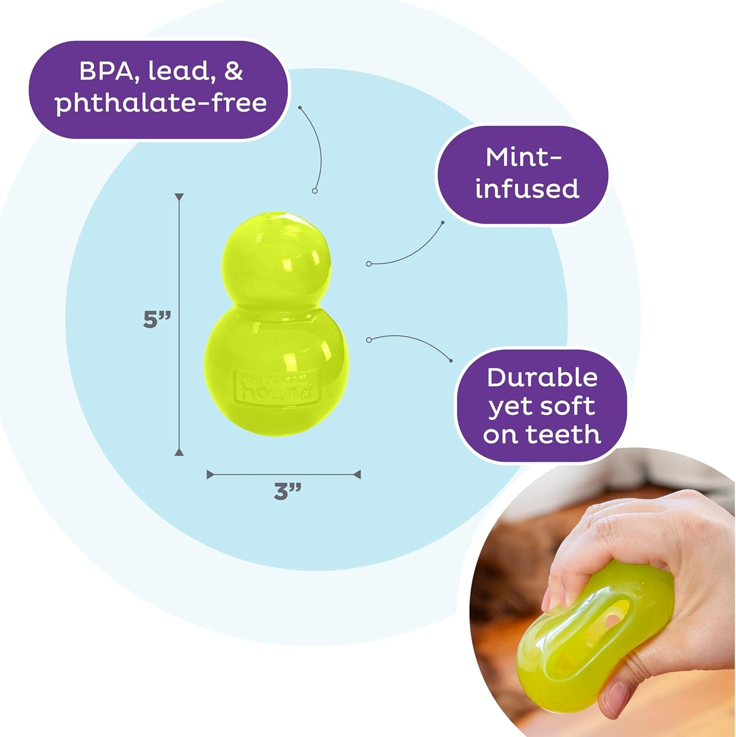 Outward Hound Double-Tuff Stuffable Dog Toy, Large 5-Inch Green - Treat Dispensing Chew Ball for Medium to Large Dogs, Interactive Puzzle for Enrichment & Slow Feeding - Image 3