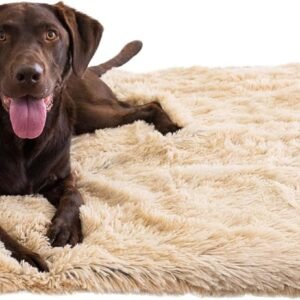 Best Friends by Sheri Calming Shag Dog Blanket – Ultra Soft Faux Fur Pet Throw, Anxiety-Relief, Lightweight Warm Bed Cover for Dogs and Cats, Machine Washable, Taupe, 40" x 50"