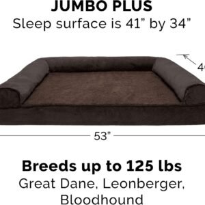 Alternative view of Furhaven Orthopedic Dog Bed for Large Dogs w/ Removable Bolsters & Washable Cover, For Dogs Up to 125 lbs - Sherpa & Chenille Sofa - Coffee, Jumbo Plus/XXL