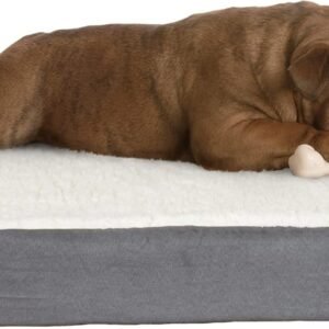 PETMAKER Orthopedic Pet Bed – 2-Layer Memory Foam Dog Bed with Removable Sherpa Cover – Comes with Additional Mattress Replacement Cover (Gray)