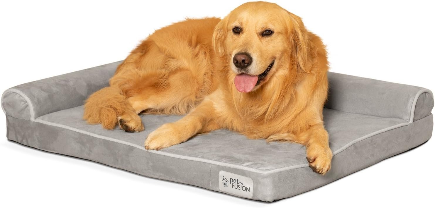PetFusion BetterLounge Orthopedic Dog Bed | Solid CertiPUR-US Memory Foam, Waterproof liner | Large & XL | Removable Micro-Suede Cover Available Separately, 1 Yr Warranty, Grey
