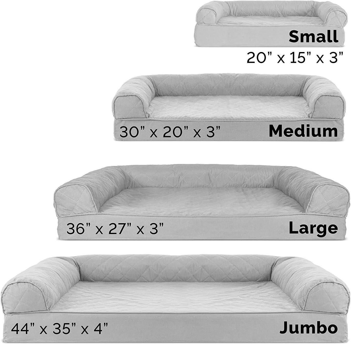 Furhaven Cooling Gel Dog Bed for Large Dogs w/ Removable Bolsters & Washable Cover, For Dogs Up to 95 lbs - Quilted Sofa - Silver Gray, Jumbo/XL - Image 7