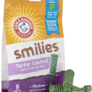 Arm & Hammer For Pets Brushies Dental Treats for Dogs Dog Dental Chews with Baking Soda Fight Bad Breath, Plaque & Tartar without Brushing Mint Flavor (Pack of 1, 8 Count Total)