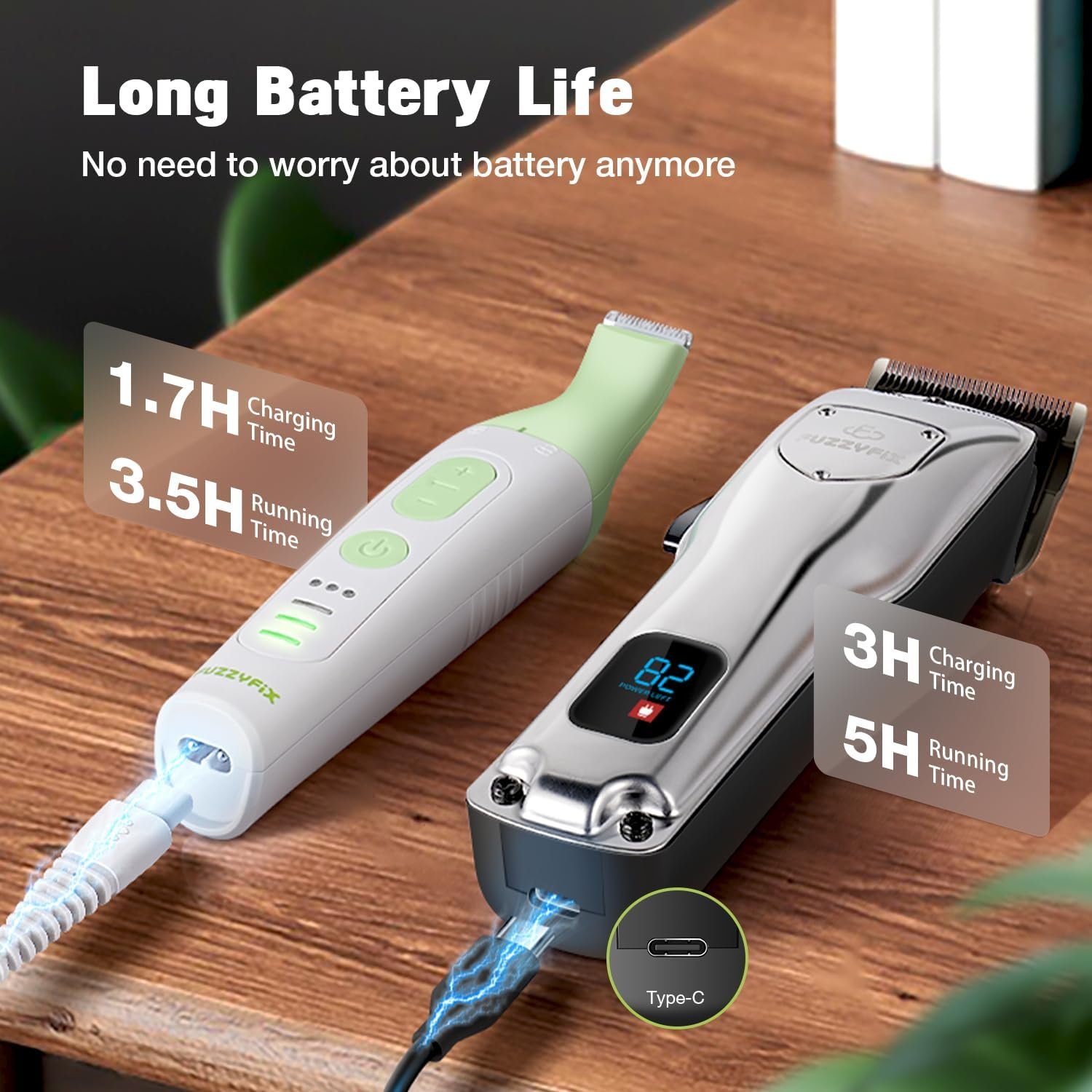 Dog Grooming Kit, Dog Clippers for Grooming for Thick Heavy Coats, Professional Pet Paw Trimmer Nail Grinder Low Noise Rechargeable Stainless Steel Hair Trimmer for Dogs Cats Animals - Image 7