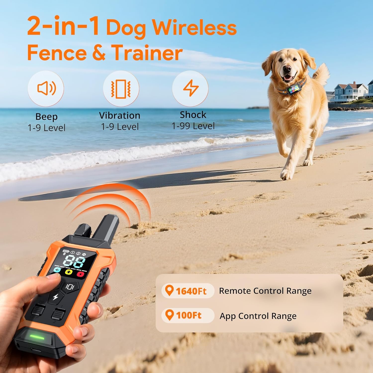 Meowant GPS Wireless Dog Fence System Collar with Training Remote, Free App, Custom Invisible Fence(82-7000ft), Beep/Vibration/Correction, Early Alert Band, Waterproof LCD Collar, Dogs 10+Lbs, Outdoor - Image 8