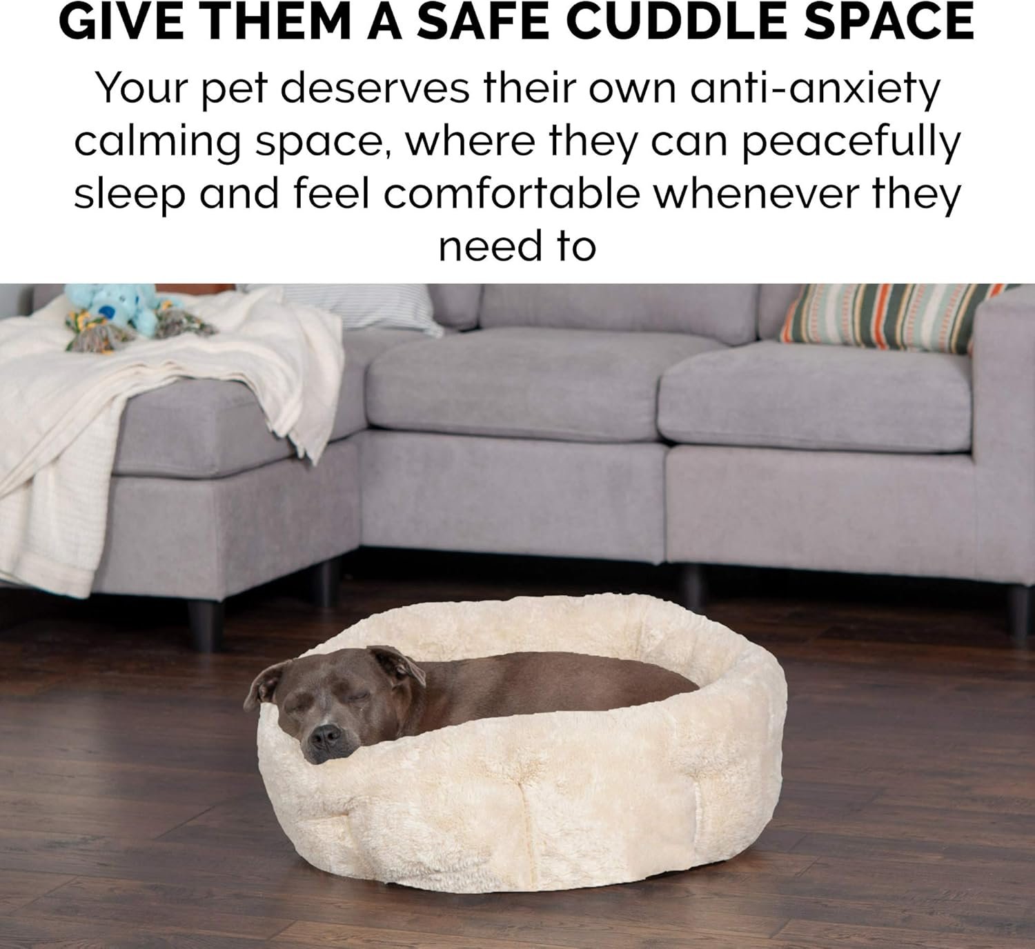 Furhaven 20" Round Self-Warming Pet Bed for Indoor Cats & Small Dogs, 100% Washable, For Pets Up to 20 lbs - Hi Lo Plush Luxe Faux Fur Cuddler - Cream, Small - Image 8