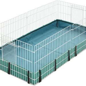 MidWest Homes for Pets Guinea Habitat Cage, Washable PVC Canvas Bottom, Secure Sides, Tool-Free Setup, Expandable Small Animal Cage for Guinea Pigs, 171GH