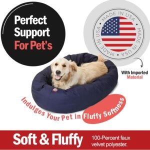 Alternative view of Majestic Pet 40 Inch Bagel Calming Dog Bed Washable – Cozy Soft Round Dog Bed with Spine Support for Dogs to Rest their Head - Fluffy Donut Dog Bed 40x29x9 (Inch) - Round Pet Bed Large – Blue
