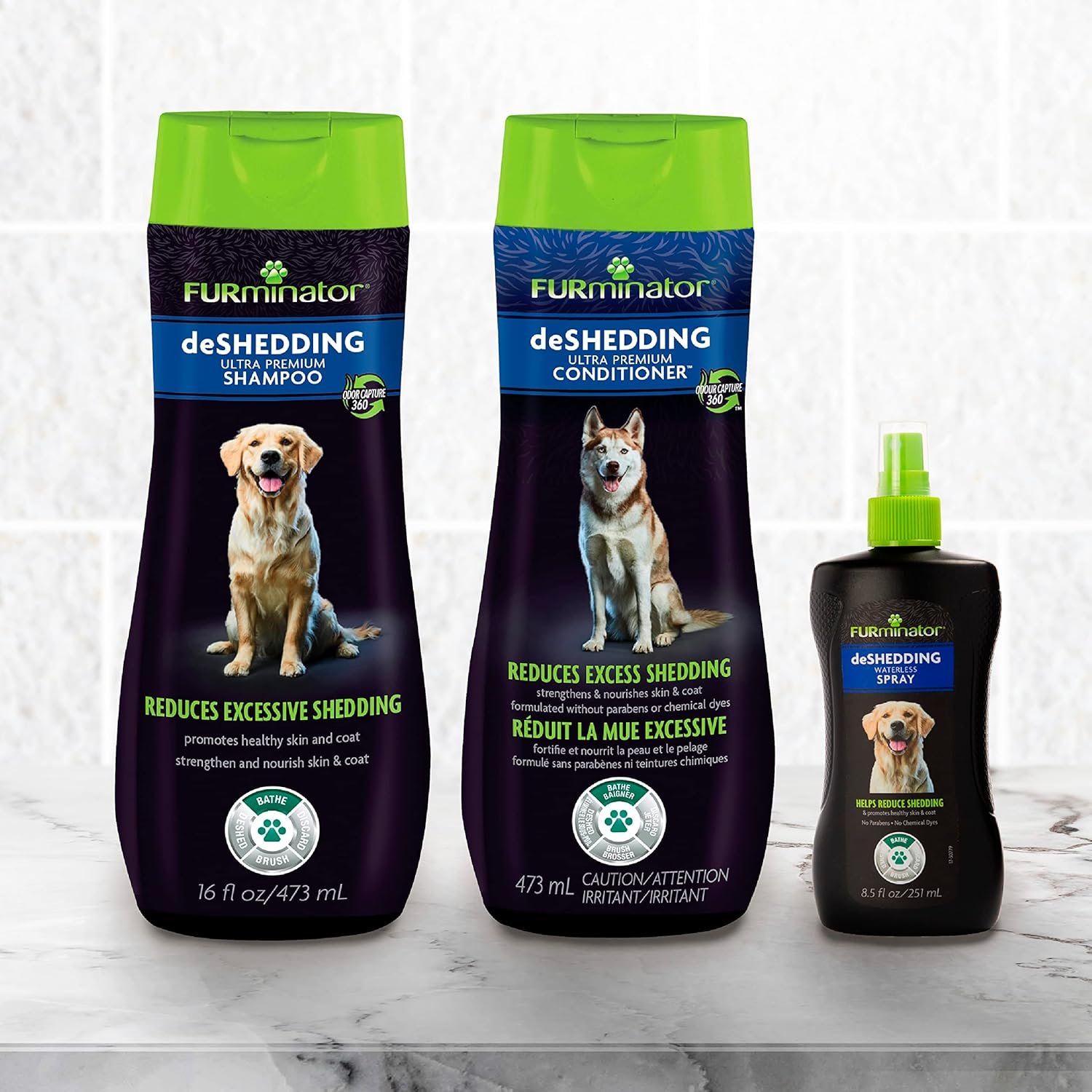 FURminator deShedding Kit, deShedding Shampoo, deShedding Conditioner, deShedding Waterless Spray, For Dogs, 40.5 oz (Set of 3) - Image 5