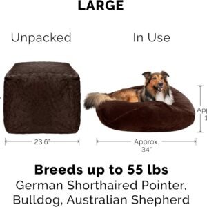 Alternative view of Furhaven Soft & Cozy Dog Bed for Large/Medium Dogs, Refillable w/ Removable Washable Cover & Liner, For Dogs Up to 55 lbs - Plush Faux Fur Bean Bag Style Ball Bed - Espresso, Large