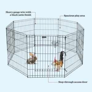 Alternative view of Dog Playpen - Foldable Metal Exercise Puppy Play Pen with 8 24x30in Panels - Indoor/Outdoor Pen with Door for Dogs, Cats or Small Animals by PETMAKER
