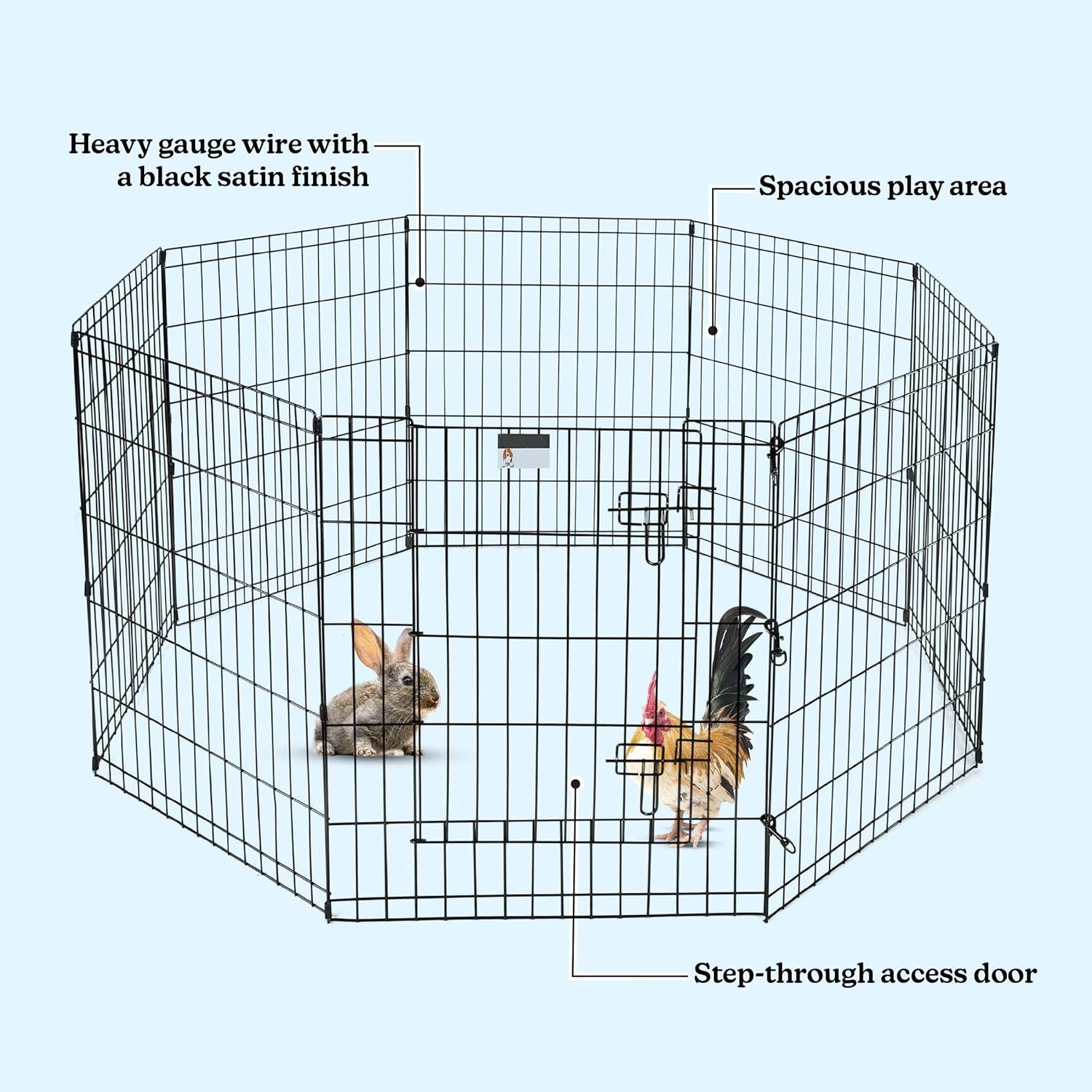 Dog Playpen - Foldable Metal Exercise Puppy Play Pen with 8 24x30in Panels - Indoor/Outdoor Pen with Door for Dogs, Cats or Small Animals by PETMAKER - Image 2