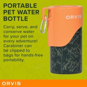 Alternative view of Orvis Dog Travel Water Bottle, 25oz Capacity | Portable Pet Waterer with Built-in Bowl | Stainless Steel, High Visibility Orange Lid