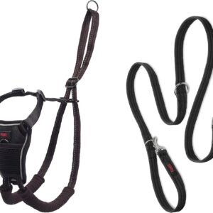 HALTI No Pull Harness Size Medium & HALTI Training Leash Size Large, Black Combination Pack - Stop Your Dog Pulling on The Leash. Adjustable, Lightweight and Easy to Use. Suitable for Medium Dogs