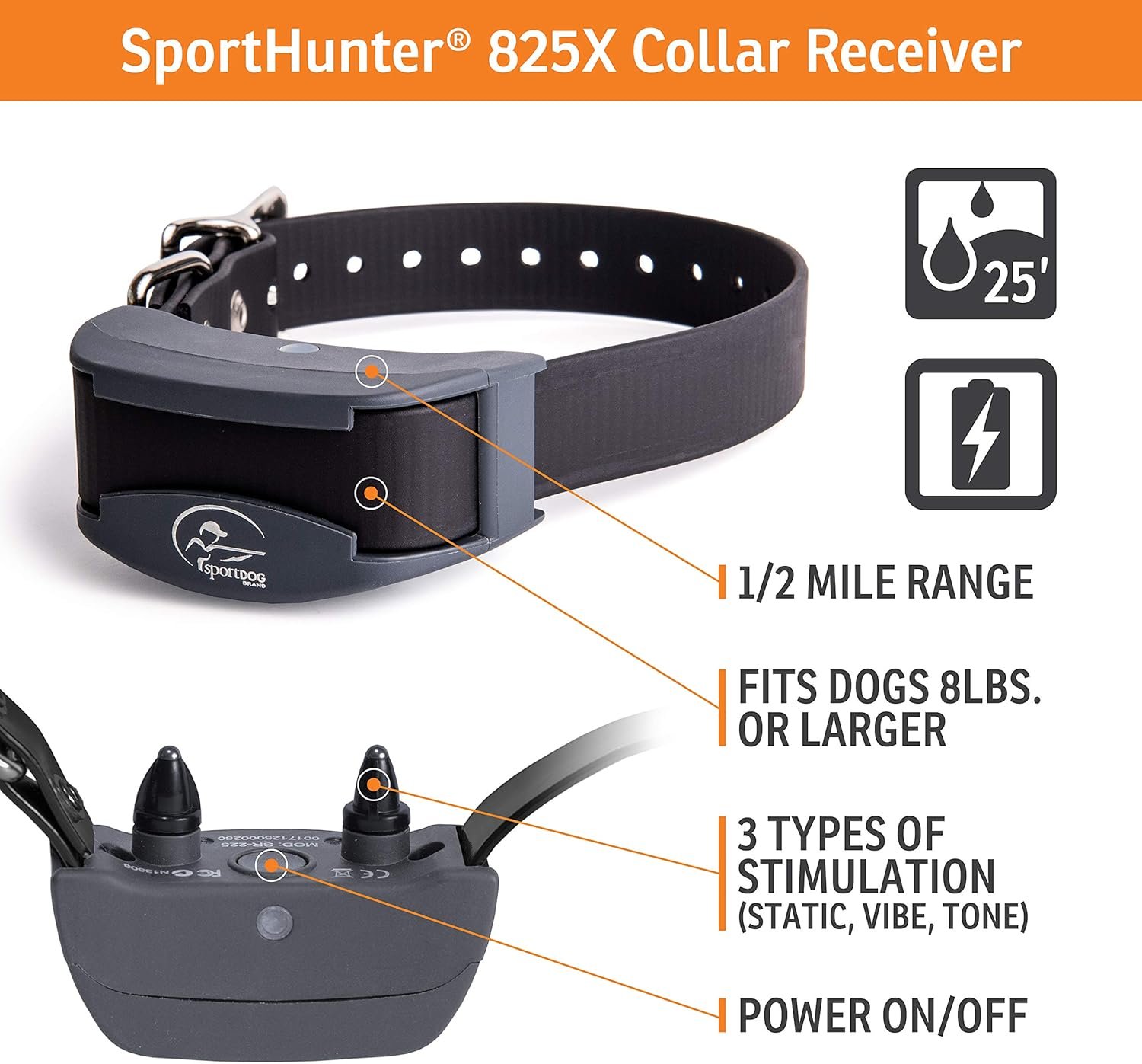 SportDOG SportHunter 825X - Remote Training Collar - Half-Mile Range Trainer - Waterproof Dog E-Collar - Quick-Charge Battery - Static, Vibration, & Tone Modes - Image 4