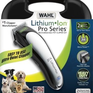 Wahl USA Lithium Ion Pro Series Cordless Animal Clippers – Rechargeable, Heavy-Duty, Electric Dog & Cat Grooming Kit for Small & Large Breeds with Thick to Heavy Coats – Model 9766