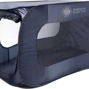 AKC 32-Inch Pop-Up Dog Kennel – Lightweight Travel Crate for Small Dogs – Foldable Indoor/Outdoor Pet Enclosure with Mesh Sides