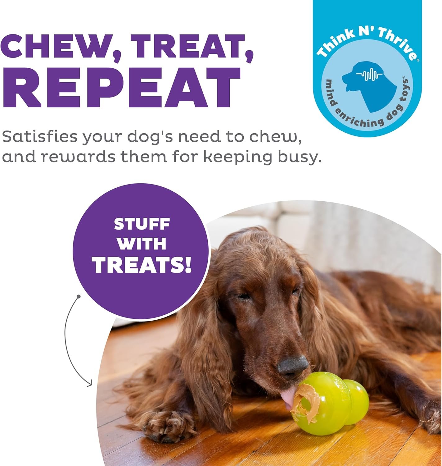 Outward Hound Double-Tuff Stuffable Dog Toy, Large 5-Inch Green - Treat Dispensing Chew Ball for Medium to Large Dogs, Interactive Puzzle for Enrichment & Slow Feeding - Image 2