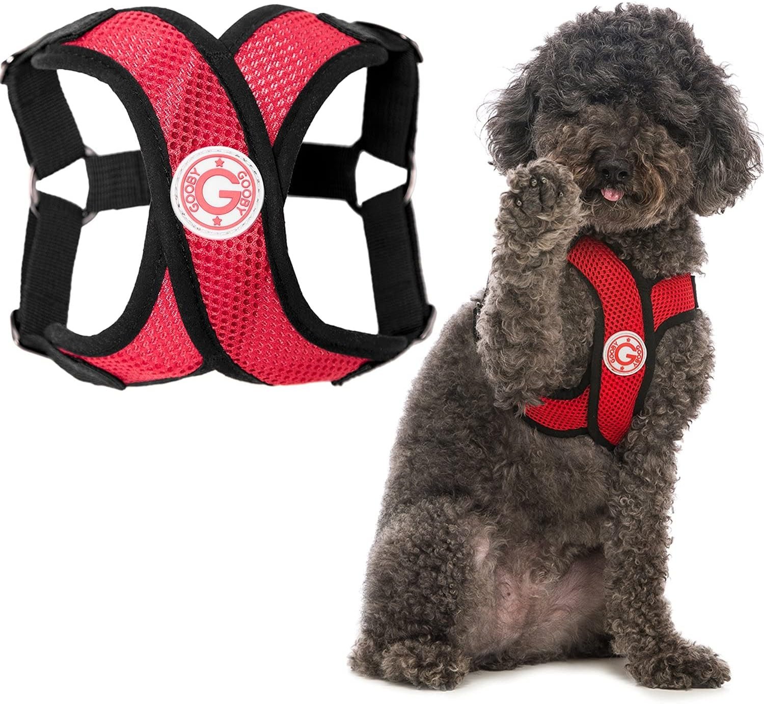 Gooby Comfort X Step in Harness - Red, X-Large - No Pull Small Dog Harness Patented Choke-Free X Frame - Perfect on The Go Dog Harness for Medium Dogs No Pull or Small Dogs for Indoor and Outdoor Use