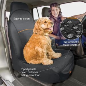 Alternative view of Kurgo Rover Bucket Seat Cover for Dogs, Dog Front Seat Cover, Pet Seat Protector, Car Seat Cover for Pets, Full Coverage, Black