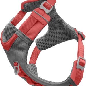 Kurgo Journey Air Dog Harness, Vest Harnesses for Dogs, Pet Hiking Harness for Running & Walking, Reflective, Padded, Includes Control Handle, No Pull Front Clip (Coral, Medium)