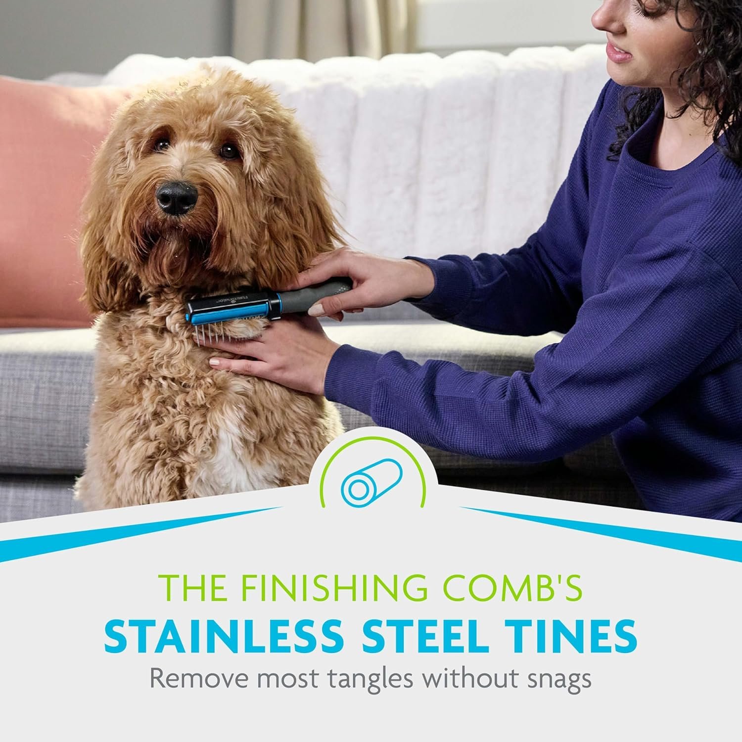 FURminator 2-in-1 Doodle Grooming Tool for Dogs, 1 Count, Dematting Tool with Comb for Mats, Tangles & Maintenance on Curly, Long, Silky & Wiry Coats - Image 8