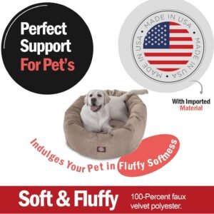 Alternative view of Majestic Pet 40 Inch Micro Velvet Calming Dog Bed Washable – Cozy Soft Round Dog Bed with Spine for Head Support - Fluffy Donut Dog Bed 40x29x9 (inch) – Round Pet Bed Large – Pearl