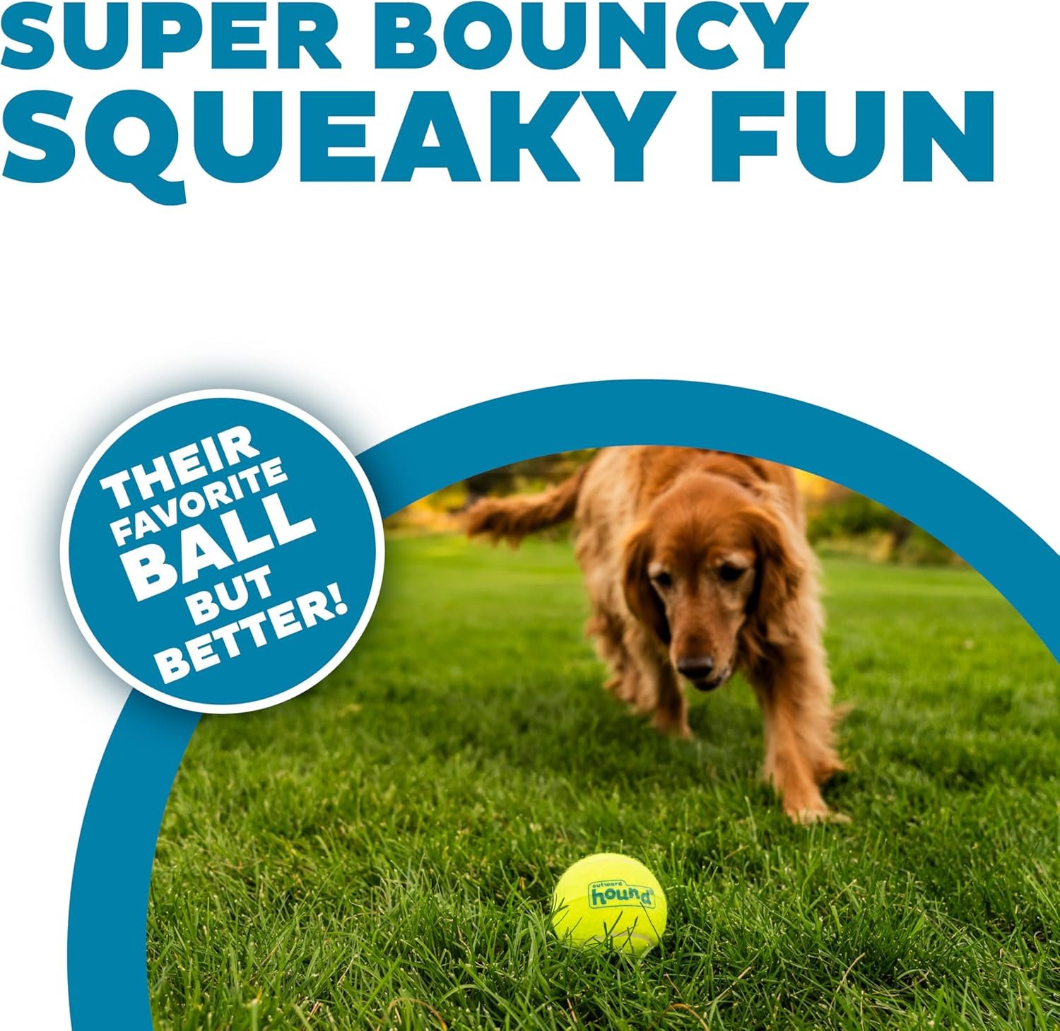 Outward Hound Squeaker Ballz 4-Pack Tennis Ball Dog Toys with Squeaker, Interactive Fetch Play for Pets 50 lbs and Over, Training Balls for Indoor & Outdoor Exercise, Large, 3-inch - Image 2
