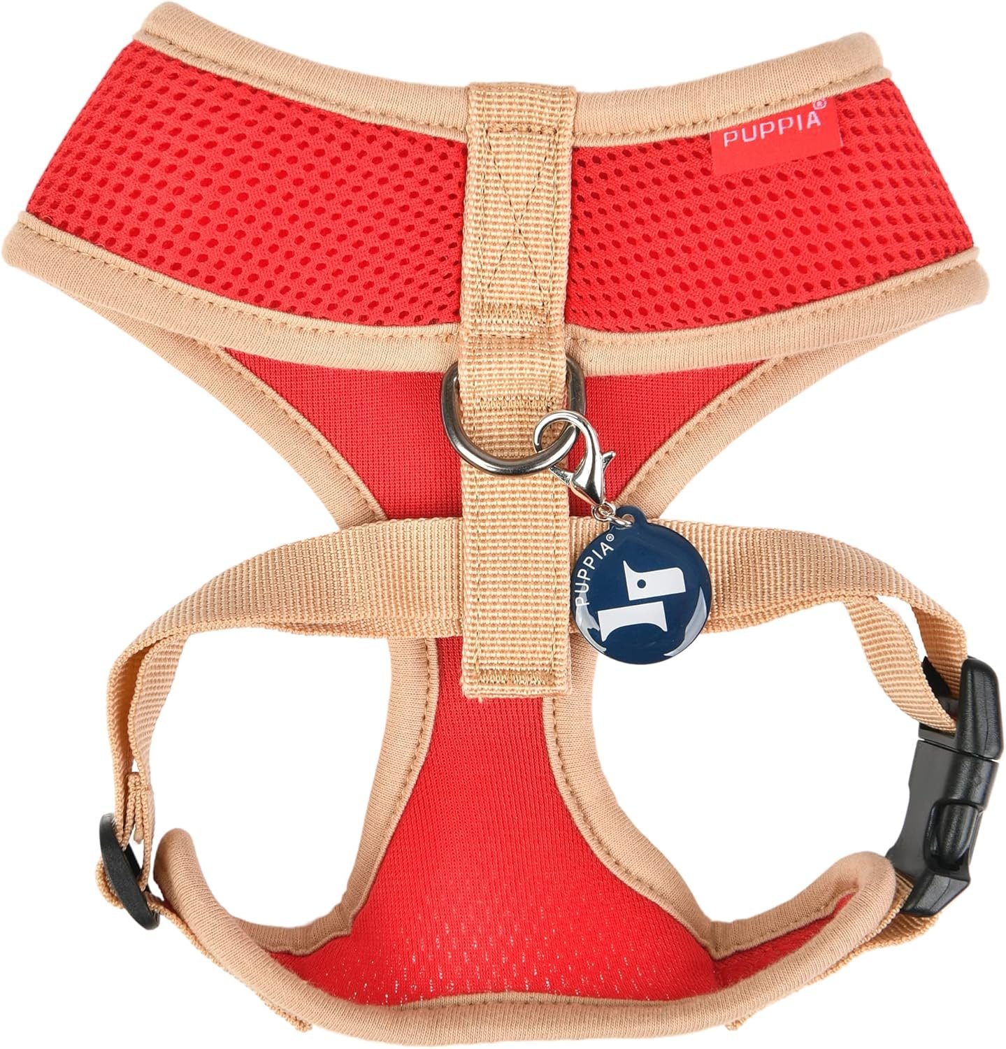 Puppia Soft Dog Harness II Mesh Over-The-Head All Season No Pull No Choke Walking Training Adjustable for Small & Medium Dog - RED - S - Image 2