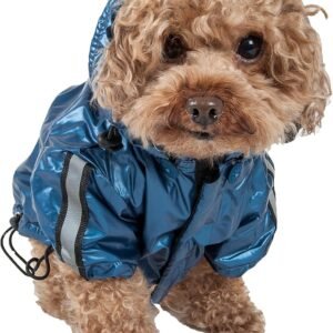 Pet Life ® Reflecta-Sport Dog Raincoat - Reflective, Windproof and Waterproof Dog Coat with Reversible Polar Fleece - Adjustable Pet Raincoat Dog Jacket on All 4 Sleeves with Removable Hood