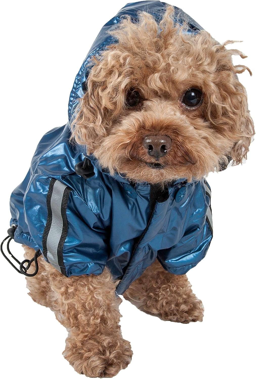 Pet Life ® Reflecta-Sport Dog Raincoat - Reflective, Windproof and Waterproof Dog Coat with Reversible Polar Fleece - Adjustable Pet Raincoat Dog Jacket on All 4 Sleeves with Removable Hood