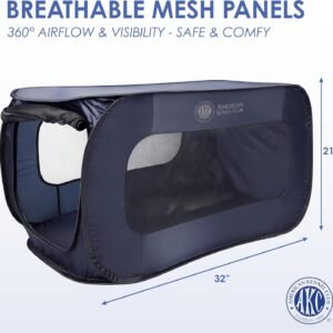 Alternative view of AKC 32-Inch Pop-Up Dog Kennel – Lightweight Travel Crate for Small Dogs – Foldable Indoor/Outdoor Pet Enclosure with Mesh Sides