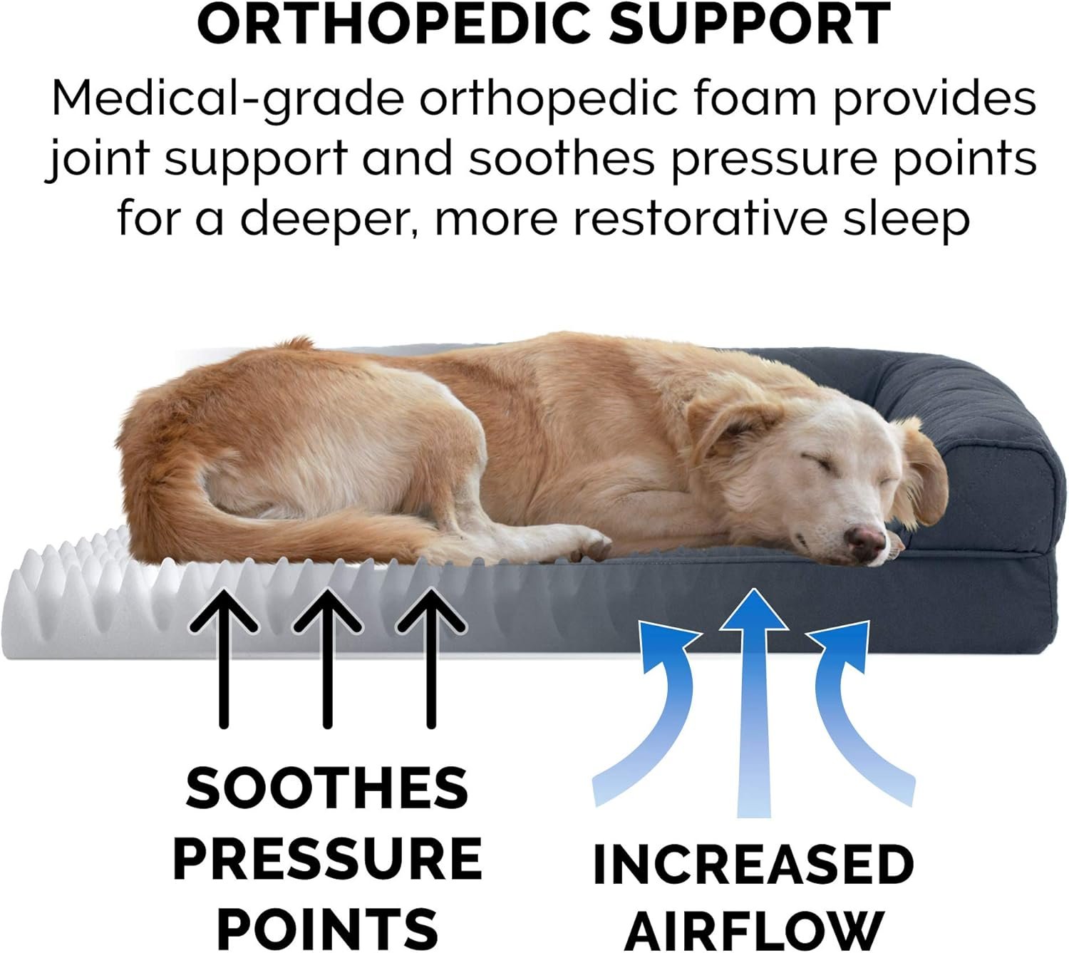 Furhaven Orthopedic Dog Bed for Large Dogs w/ Removable Bolsters & Washable Cover, For Dogs Up to 95 lbs - Quilted Sofa - Iron Gray, Jumbo/XL - Image 5