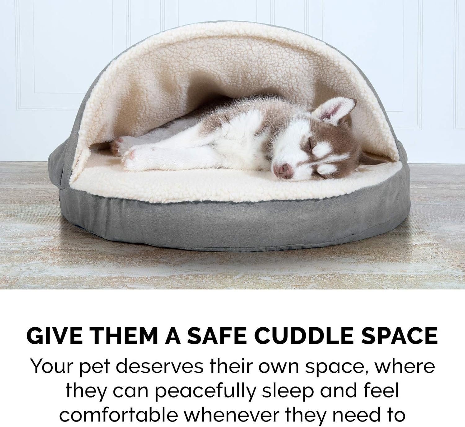 Furhaven 35" Round Cooling Gel Dog Bed for Large/Medium Dogs w/ Removable Washable Cover, For Dogs Up to 50 lbs - Sherpa & Suede Snuggery - Gray, 35-inch - Image 10