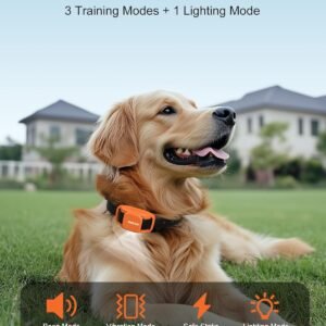 Alternative view of Jugbow Dog Training Collar - 4200FT Remote Dog Collar for Small Medium Large Dogs, LED Light Electric Collar with Beep/Safe Static/Vibration Modes, IPX8 Waterproof Rechargeable Ecollar(Orange)