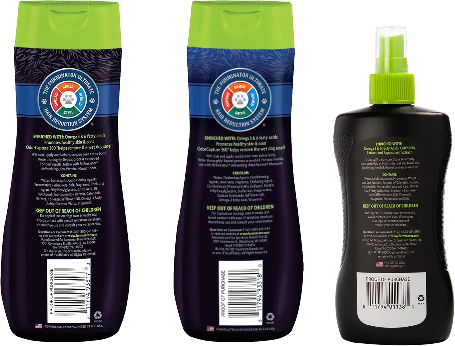 FURminator deShedding Kit, deShedding Shampoo, deShedding Conditioner, deShedding Waterless Spray, For Dogs, 40.5 oz (Set of 3) - Image 2