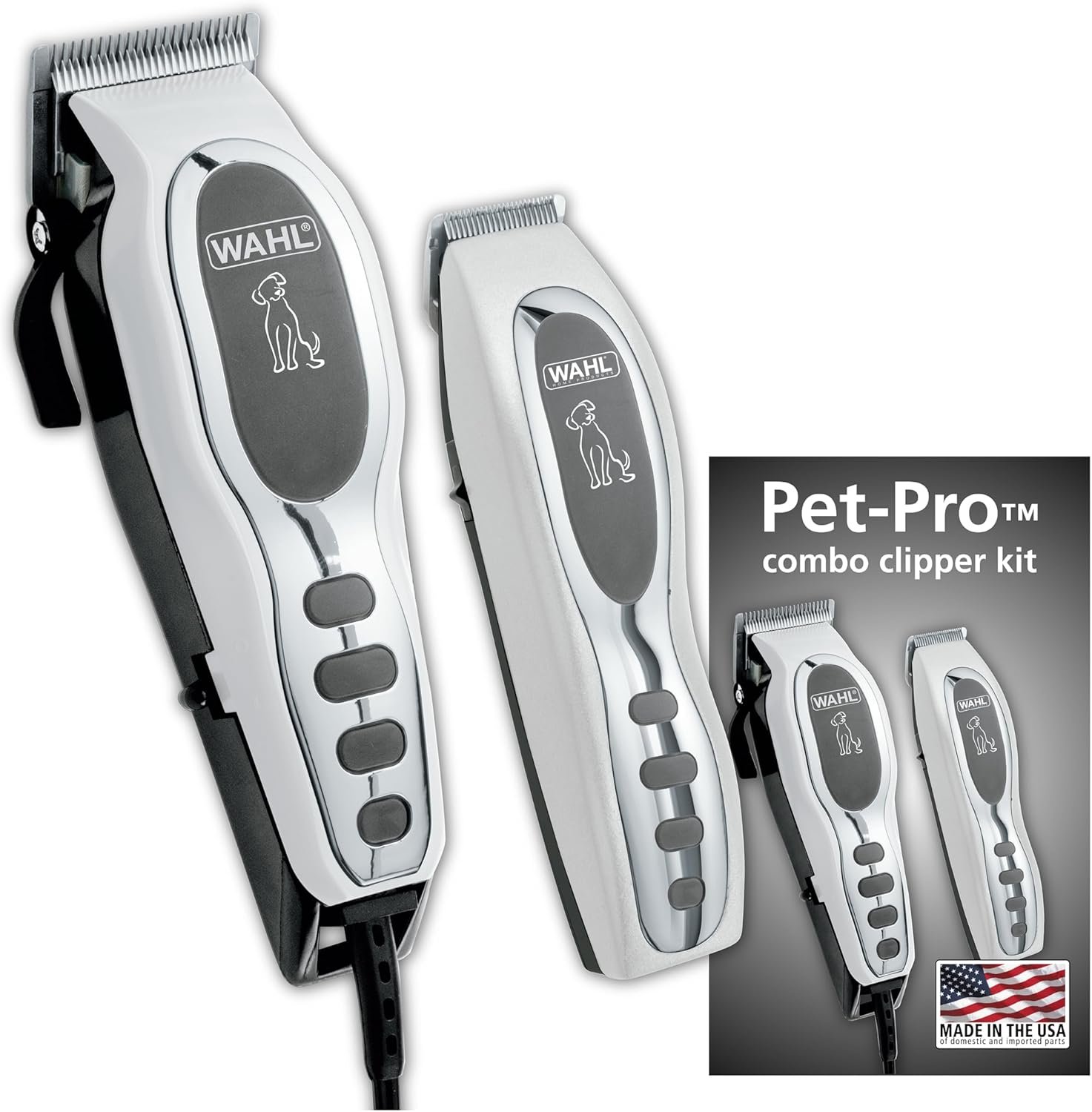 Wahl USA Pet-Pro Corded Clipper & Battery Trimmer Pet Grooming Combo Kit for Dogs with Light to Thick Coats, The Brand Used by Professionals - Model 9284